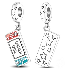 Charm Sterling silver 925 Gamer Girl - Gamer Girl bracelet charm, interests