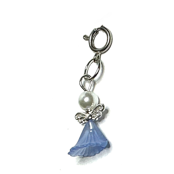 Angel dancing pendant with wings blue skirt 14 x 24 mm 1 piece