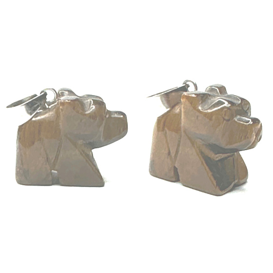 Tiger Eye Bear Pendant natural stone, hand cut figurine 1,8 x 2,5 x 8 mm, stone of the sun and earth, brings luck and wealth