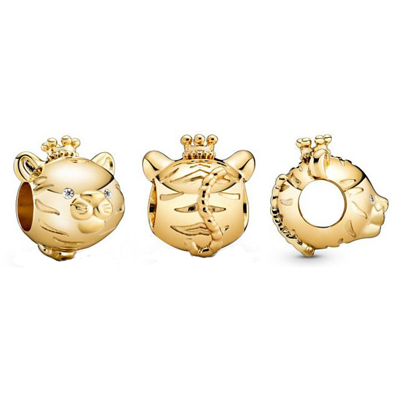 Charm Sterling silver 925 Tiger is the third animal in the 12-year cycle of Chinese zodiac signs, bead for bracelet