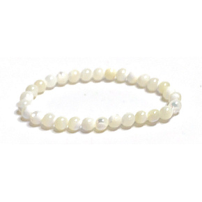 Pearl bracelet elastic natural stone, ball 6 mm / 16 - 17 cm, symbol of femininity