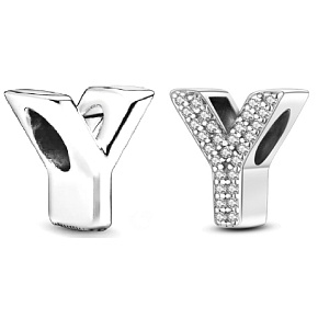 Sterling silver 925 Alphabet letter Y, bead for bracelet
