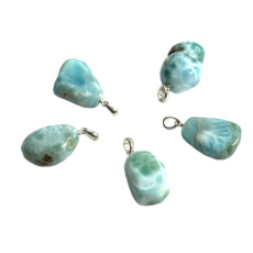 Larimar Tumbled Pendant, natural stone approx. 2.6 cm, calm, peace, balance