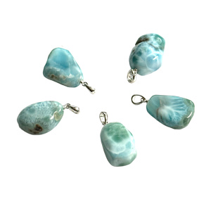 Larimar Tumbled Pendant, natural stone approx. 2.6 cm, calm, peace, balance