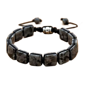 Labradorit náramek pletený přírodní kámen, rozměr 10 x 10 x 5 mm / 18,5 cm, posuvné zapínání, kámen splněných přání