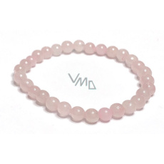 Rose bracelet elastic natural stone, ball 6 mm / 16 - 17 cm, love stone