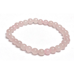Rose bracelet elastic natural stone, ball 6 mm / 16 - 17 cm, love stone