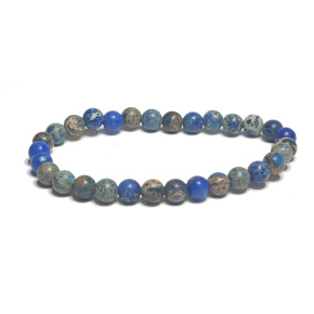 Jasper / Regalite Imperial sea sediment blue bracelet elastic mixed mineral, ball 6 mm / 16 - 17 cm