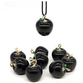 Obsidian apple of knowledge pendant, natural stone 2,7 x 15 mm, stone of salvation Obsidian apple of knowledge pendant, natural stone 2,7 x 15 mm, stone of salvation