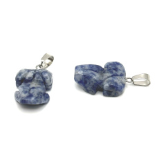 Sodalite Frog for luck pendant natural stone approx. 20 x 15 mm, communication stone