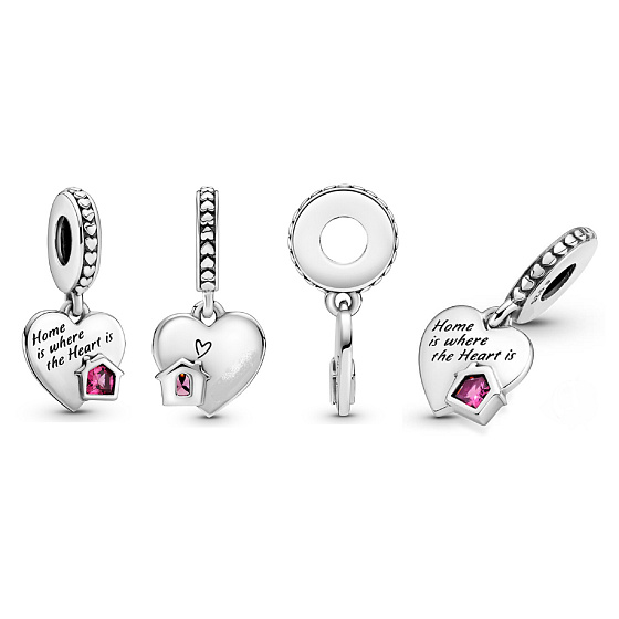 Sterling silver 925 Heart - Home is where the heart is, pendant on a bracelet family