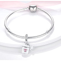 Sterling silver 925 Airpods headphones with pink heart, 2in1 pendant bracelet interests