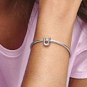 Sterling silver 925 Alphabet letter U, bead for bracelet