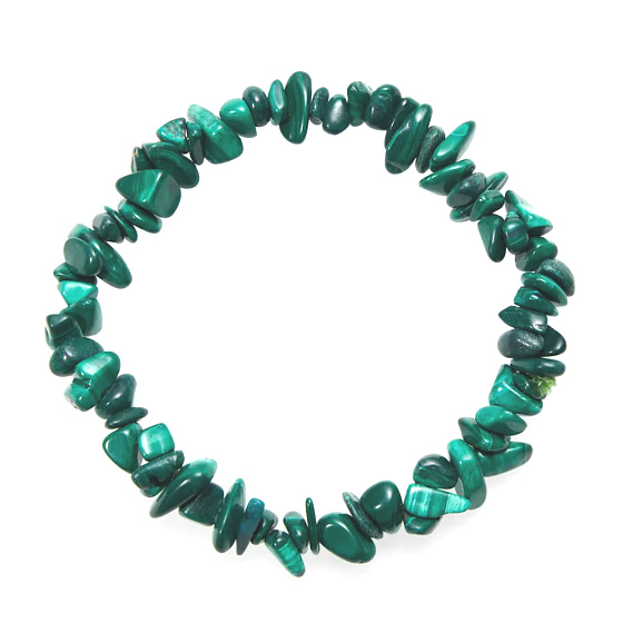 Malachite bracelet elastic chopped natural stone 19 cm, wishing stone