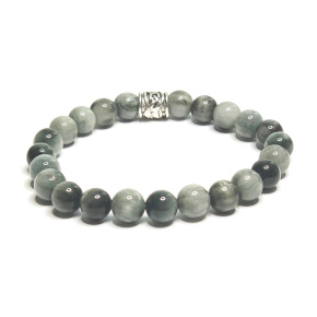 Hawk Eye Bracelet elastic natural stone, ball 8 mm / 16-17 cm, stone of wise ancestors