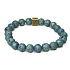 Lava blue plated with royal mantra Om, bracelet elastic natural stone, ball 8 mm / 16-17 cm, born of the four elements