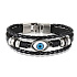 Leather multi-layer bracelet brown, blue eye symbol, adjustable size
