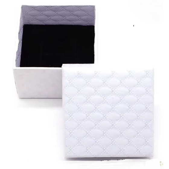 Gift box textured paper with sponge for jewelry white 5.1 x 5 x 3.3 cm 1 piece