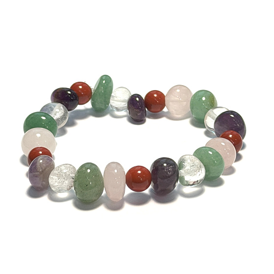 Chakra bracelet, elastic, natural stone, 16–17 cm