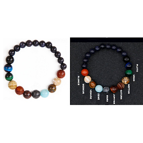 Chakra bracelet - Planets of the solar system elastic natural stone, ball 16 - 17 cm