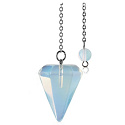 Opalite pendulum synthetic stone 2,5 cm + 18 cm chain with bead, wishing and hope stone