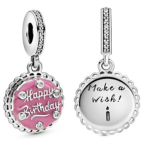 Sterling Silver 925 Birthday Cake Pink, Birthday Bracelet Pendant