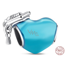 Charm Sterling silver 925 Graduation - blue graduation heart, graduate, graduation bracelet bead