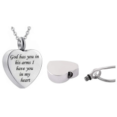 Commemorative urn pendant, Heart waterproof, Stainless steel 25 x 20 mm + chain 50 cm