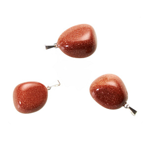 Goldstone gold Trommel pendant 2,2 - 3 cm, 1 piece, stone of ambition