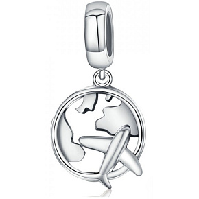 Sterling Silver 925 Travel is Life - Flight Through the World, Travel Pendant Bracelet Sterling Silver 925 Travel is Life - Flight Through the World, Travel Pendant Bracelet