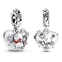 Sterling silver 925 Disney Winnie the Pooh and Piglet - It's not what we have, but who we have, 2in1 heart pendant for bracelet