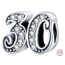 Charm Sterling silver 925 30 anniversary, bead on bracelet