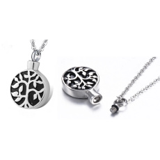 Commemorative urn pendant, Tree of Life waterproof, Stainless steel 18 x 29 mm
