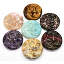 Amethyst face of the sun and moon. hand carved natural stone 5 cm, stone of kings and bishops