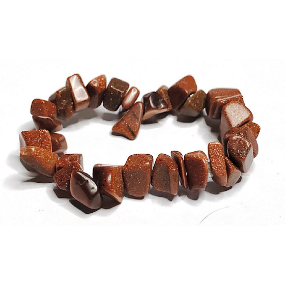 Goldstone golden bracelet natural elastic chipped 16 - 17 cm, stone of ambition