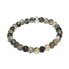 Agate veined, dragon bracelet elastic natural stone, ball 6- 6,8 mm / 16 - 17 cm