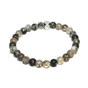 Agate veined, dragon bracelet elastic natural stone, ball 6- 6,8 mm / 16 - 17 cm