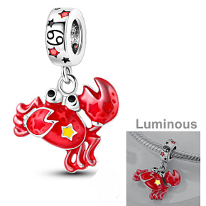 Sterling Silver 925 Luminous - Sign of the Zodiac Cancer, pendant for bracelet