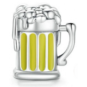 Charm Sterling silver 925 Beer, bead for bracelet, food and drink