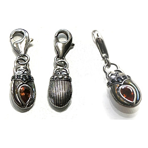 Charm Sterling silver 925 Scarab, animal bracelet pendant