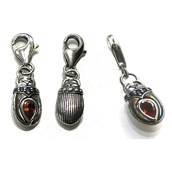 Charm Sterling silver 925 Scarab, animal bracelet pendant