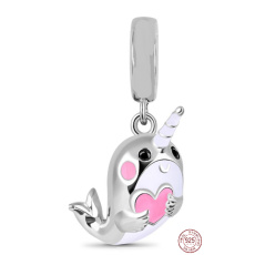 Charm Sterling silver 925 Nerval unicorn, animal bracelet pendant