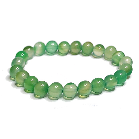 Agate green bracelet elastic natural stone, ball 8 mm / 16-17 cm, symbolizes the element of earth