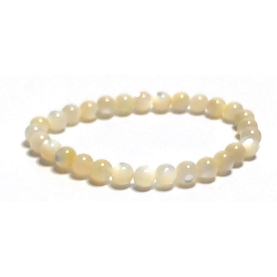 Pearl elastic bracelet made of natural shell, ball 6 mm / 16-17 cm, symbol of femininity