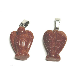 Goldstone gold guardian angel pendant hand cut 2 - 2,2 cm, ambition stone