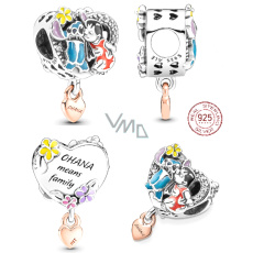 Charm Sterling silver 925 Disney Lilo & Stitch - Ohana, family, bead for bracelet