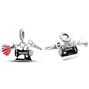 Sterling silver 925 Sewing pendant - sewing machine, dress, scissors 3in1, bracelet pendant interests Sterling silver 925 Sewing pendant - sewing machine, dress, scissors 3in1, bracelet pendant interests