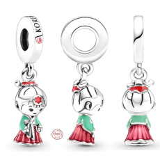 Charm Sterling silver 925 Korea Korean Hanbok doll pendant, travel bracelet pendant