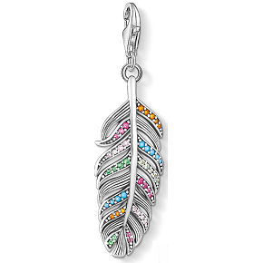 Charm Sterling silver 925 Feather, lobster clasp pendant on bracelet symbol