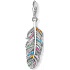 Charm Sterling silver 925 Feather, lobster clasp pendant on bracelet symbol